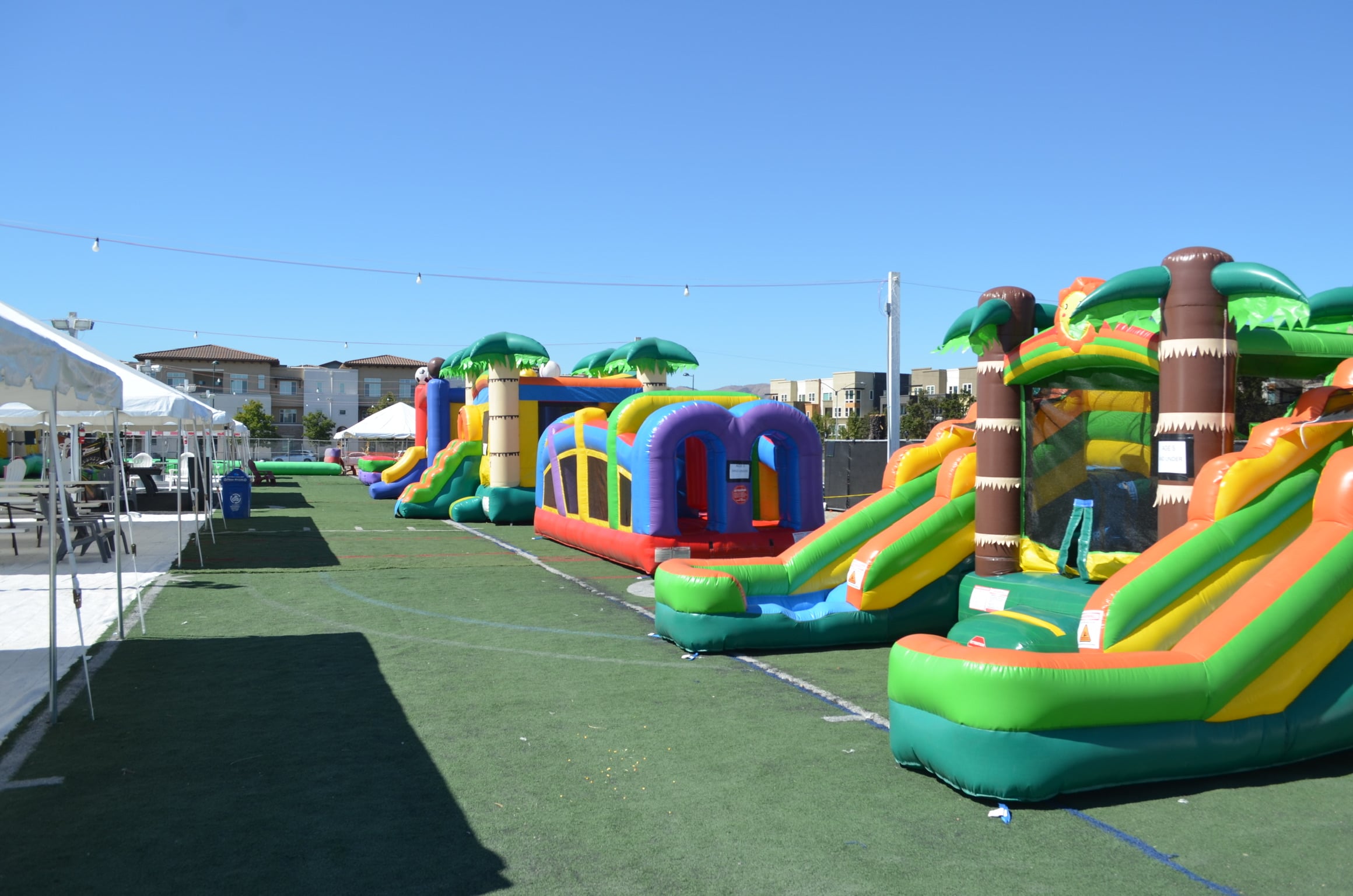 Bounce houses in the Fun Zone at KR Farms